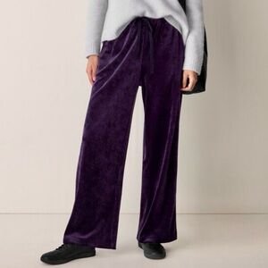 *NWOT* LANDS’ END Velvet Soft Velour Pant Drawstring & Pockets in Aubergine — XL